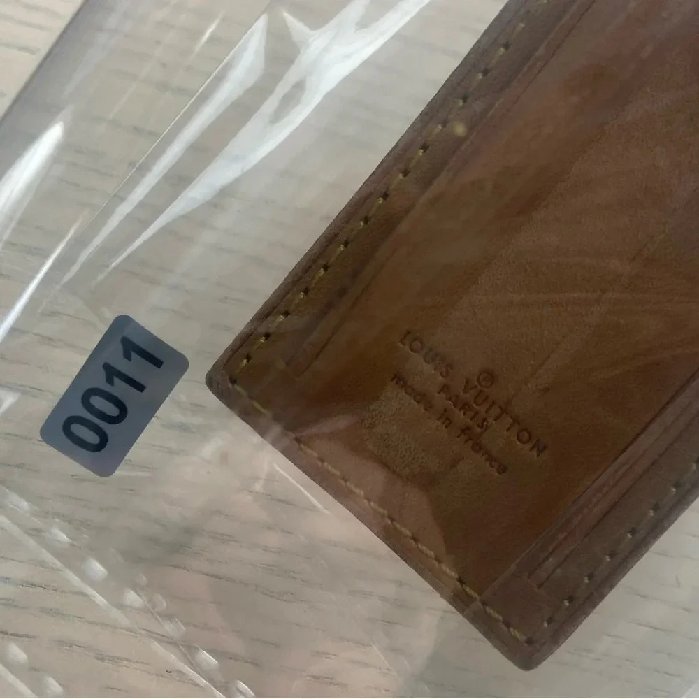 Authentic Louis Vuitton vachetta leather luggage tag 0011